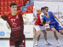 Jugadores del Atlético Valaldolid Iker López y Adrián Pons.